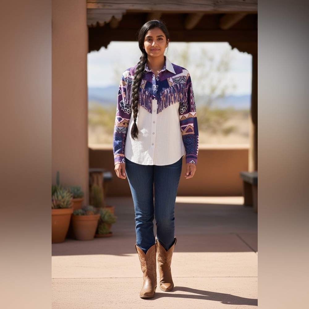 Rough Rider Women's Western Fringe Top XL